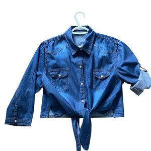 Rokadou Denim cropped Tied Shirt L